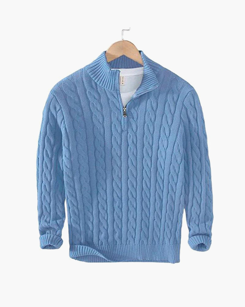 Men's Cotton Cable Knit Half-Zip Jumper – view 5
