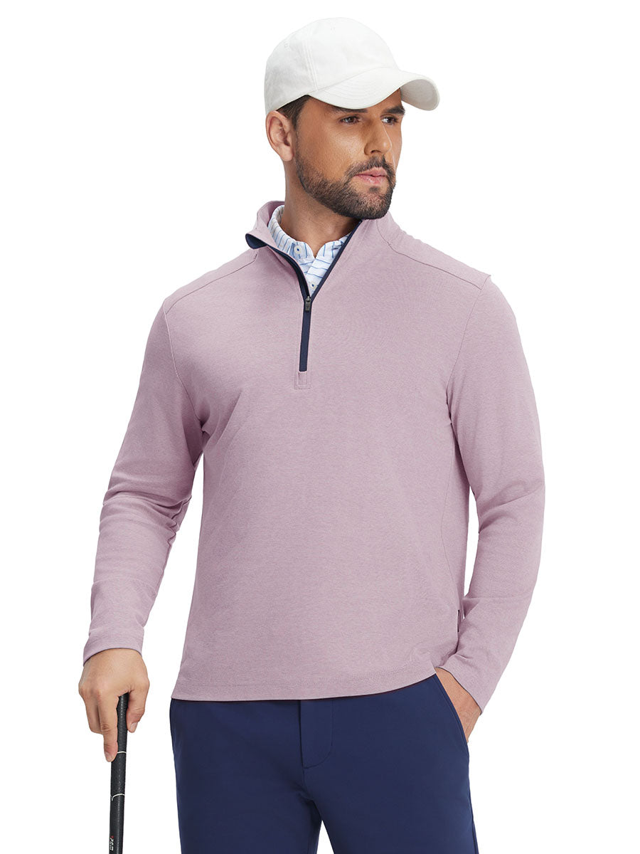 Men's Two-Tone Pique Cotton Blend Quarter Zip – view 15