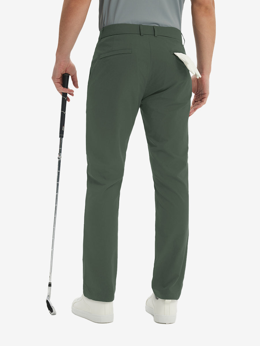 Men's Stretch Quick-Dry Four-Pocket Golf Trousers – 4-Way Stretch, Moisture-Wicking, Button-Zip Closure