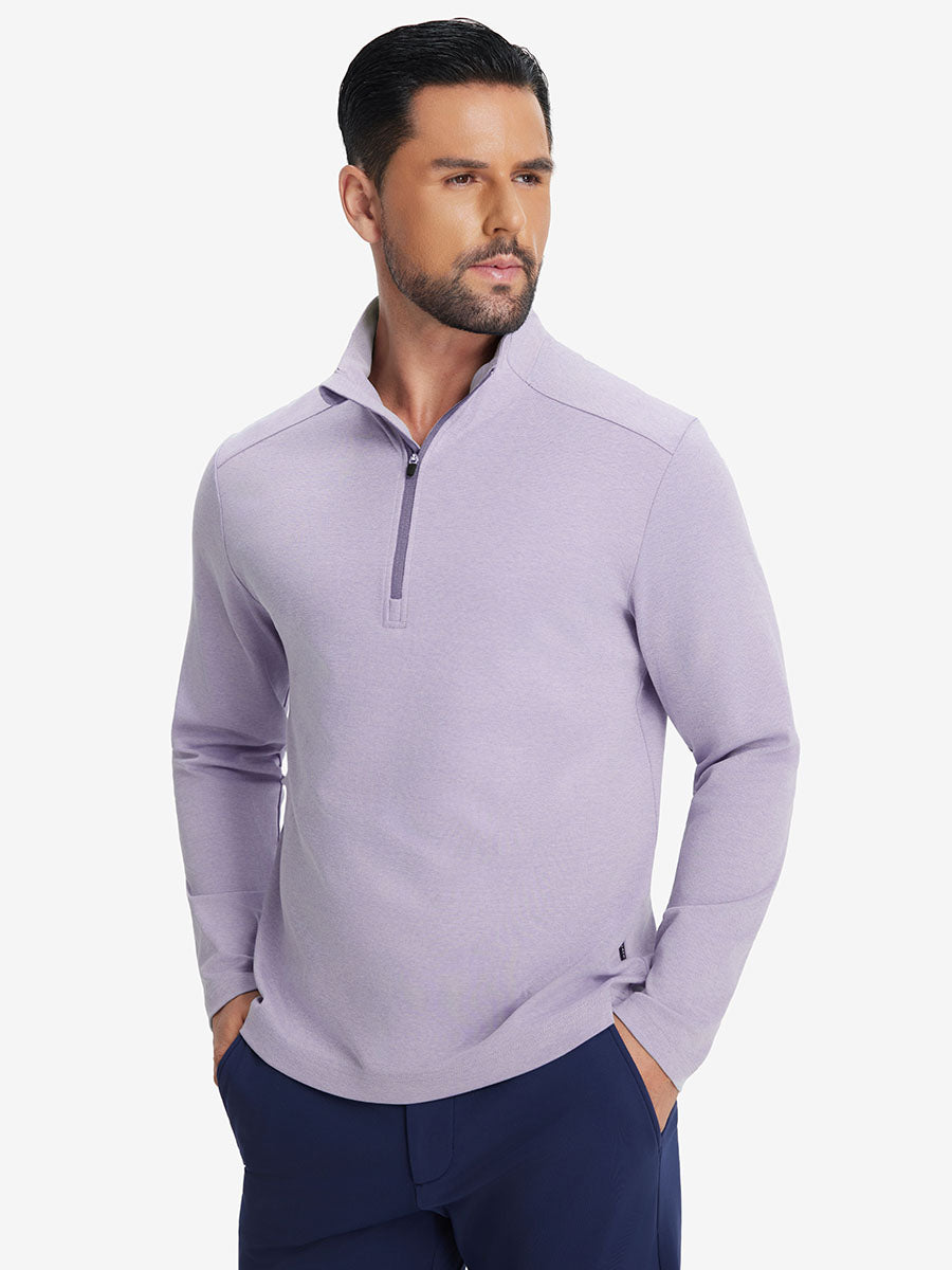 Men's Two-Tone Pique Cotton Blend Quarter Zip – view 53
