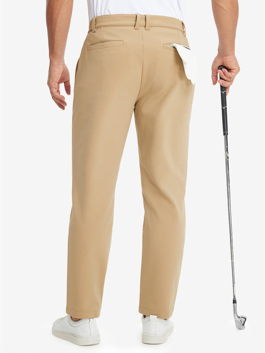 Men's Water-Resistant Stretch Winter Trousers – Elasticated Waist, Modern Tailored Fit for Golf and Office