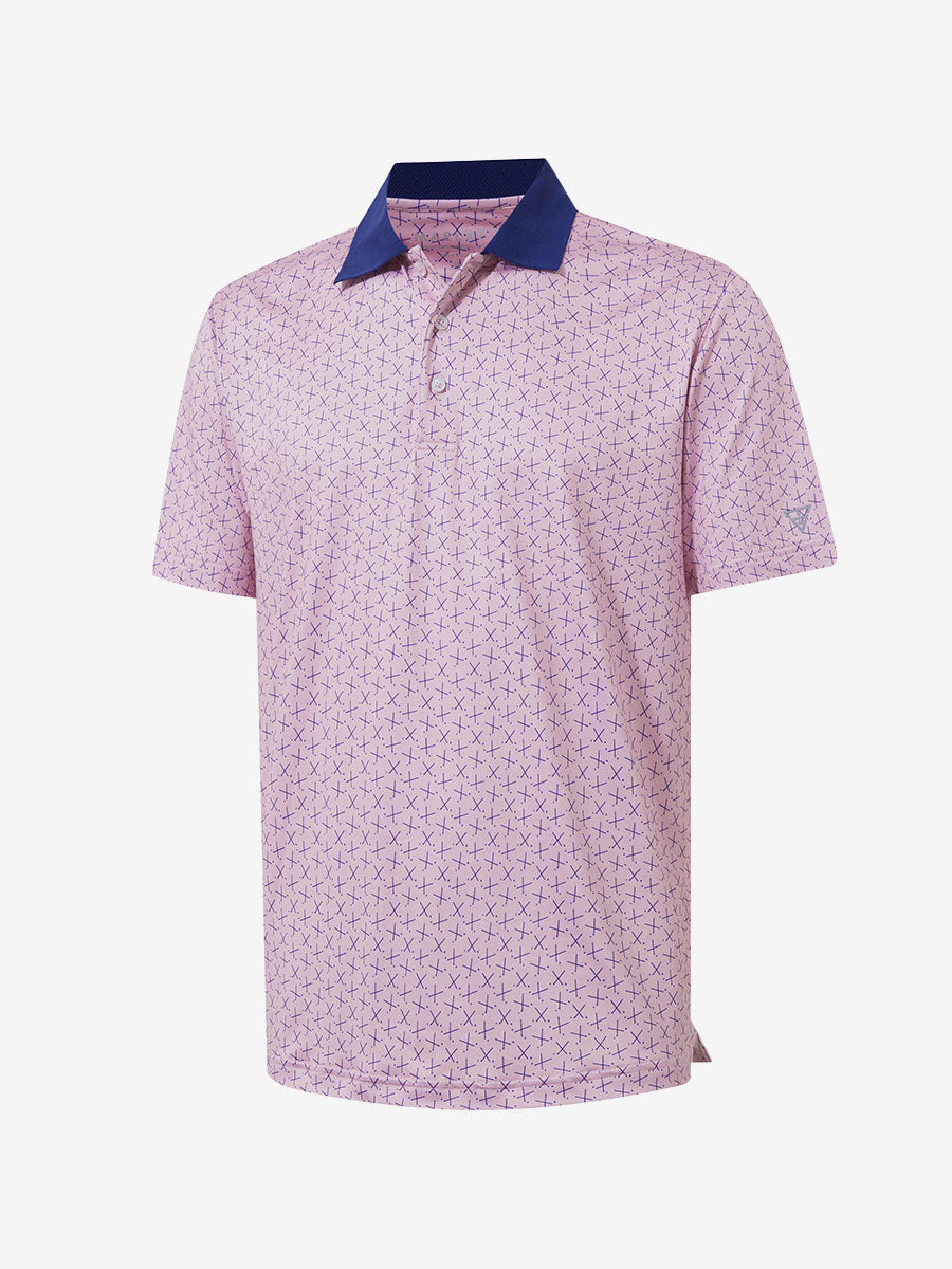 Men's Ribbed Collar Printed Golf Polo Shirt – view 67