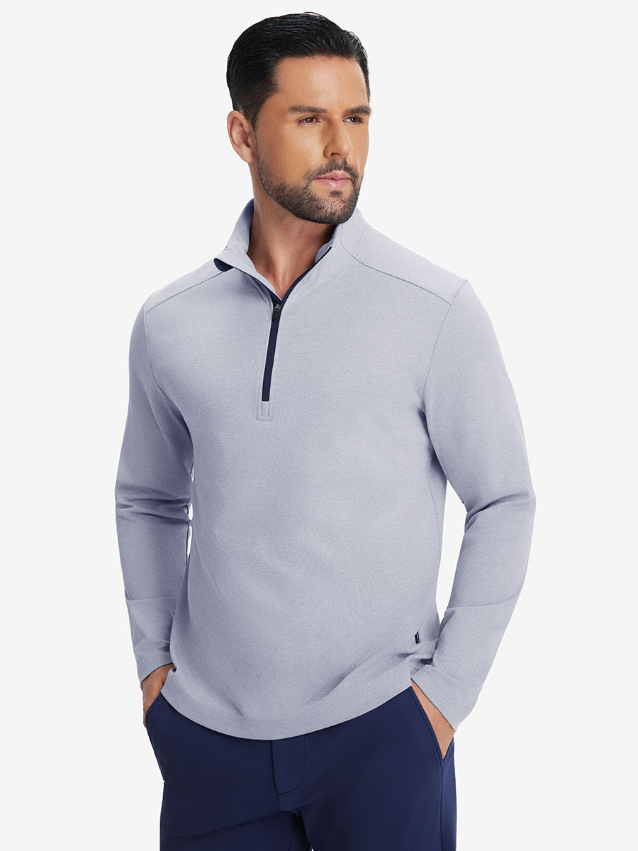 Men's Two-Tone Pique Cotton Blend Quarter Zip – view 46