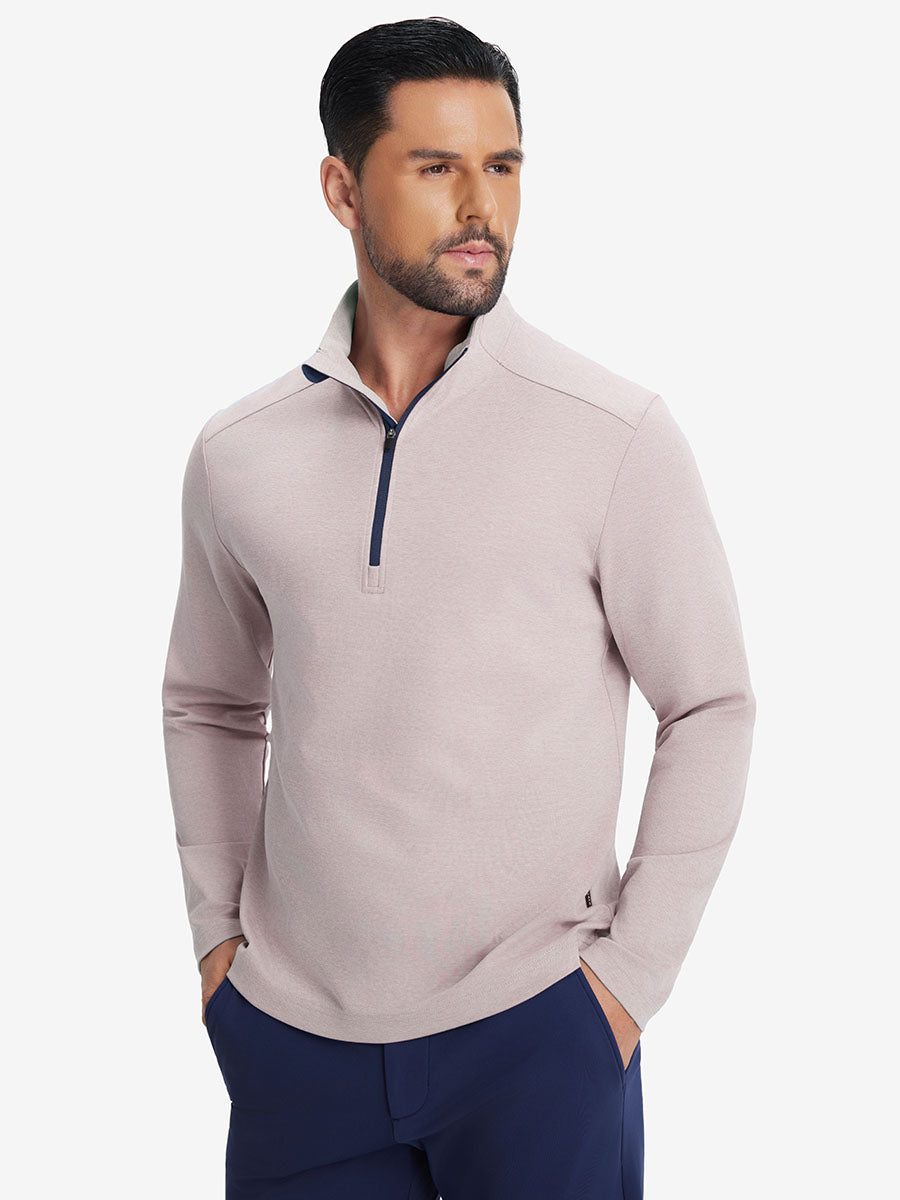 Men's Two-Tone Pique Cotton Blend Quarter Zip – view 25