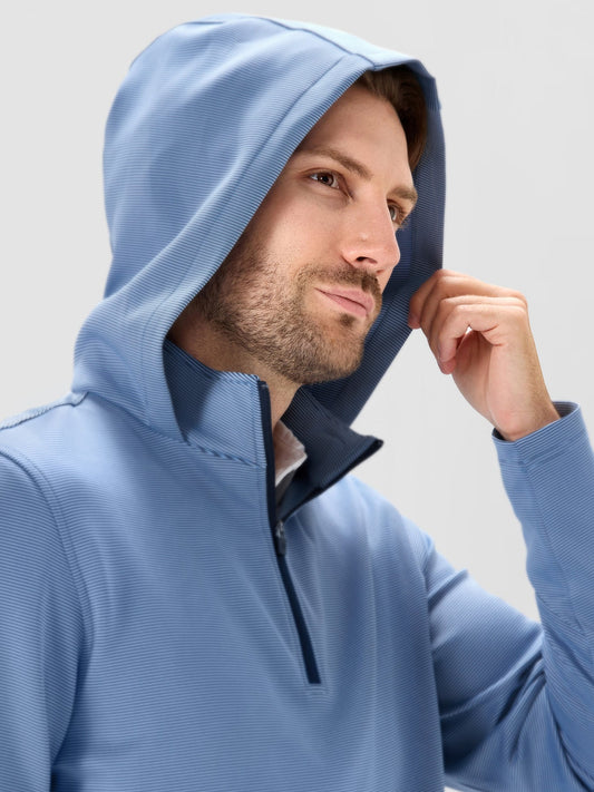 Men's Pinstripe Hooded Quarter Zip – view 2