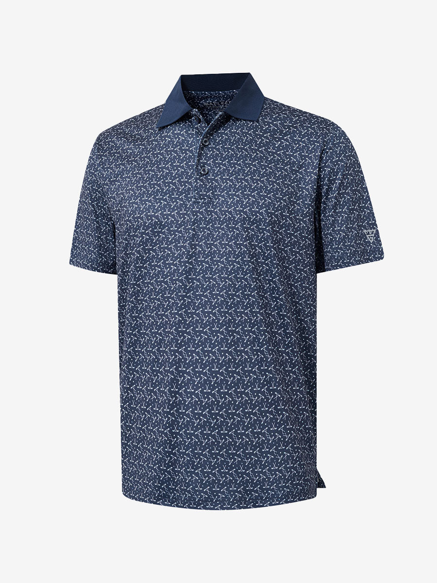 Men's Ribbed Collar Printed Golf Polo Shirt – view 3
