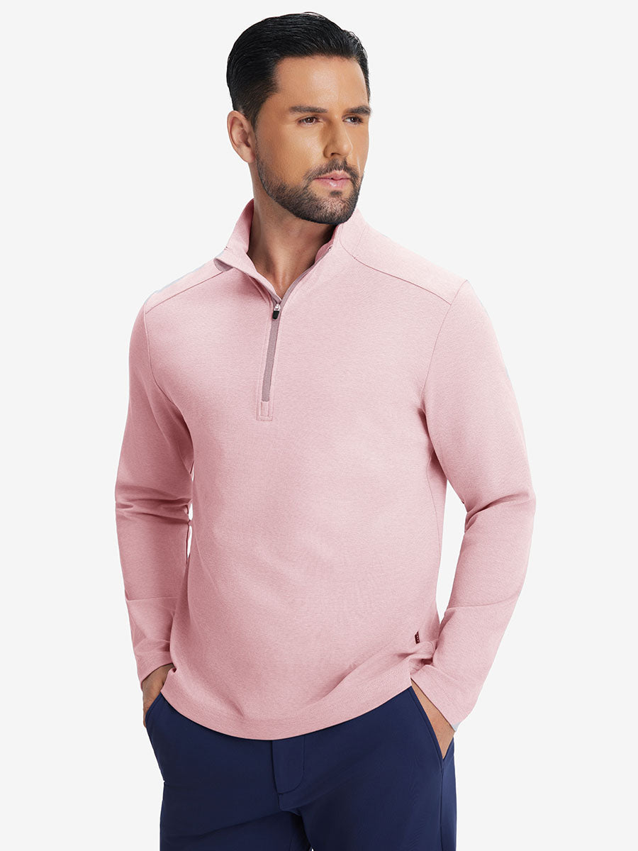 Men's Two-Tone Pique Cotton Blend Quarter Zip – view 4