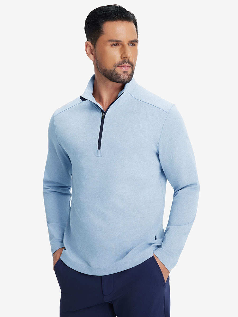 Men's Two-Tone Pique Cotton Blend Quarter Zip – view 39