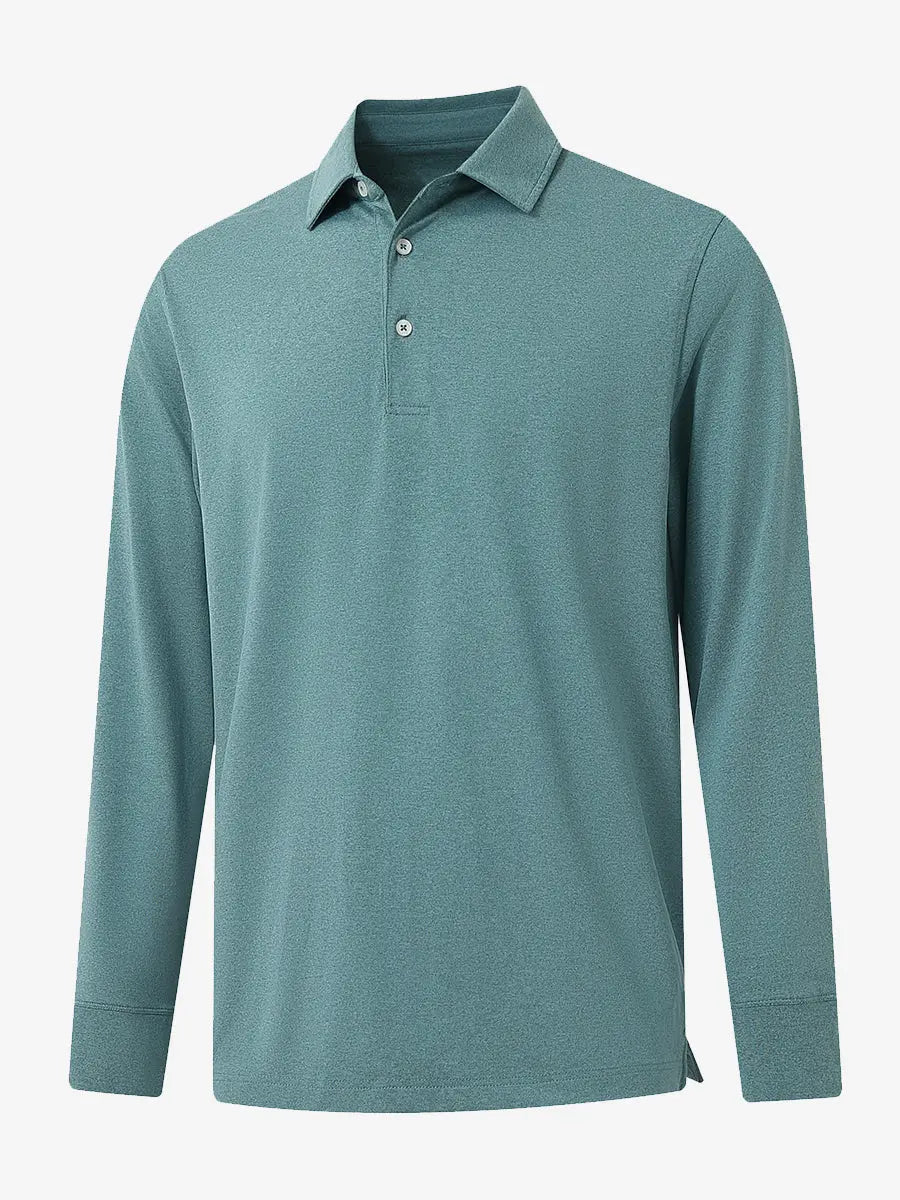 Men's Long Sleeve Melange Golf Polo Shirt – view 9