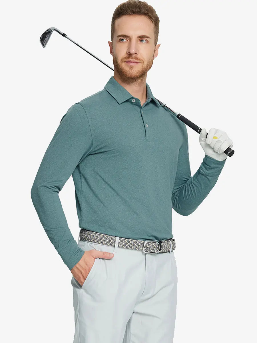 Men's Long Sleeve Melange Golf Polo Shirt – view 10