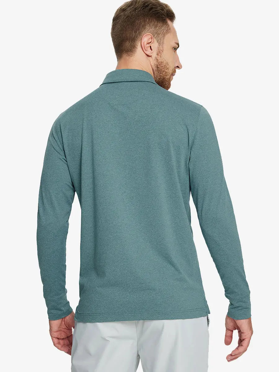 Men's Long Sleeve Melange Golf Polo Shirt – view 11