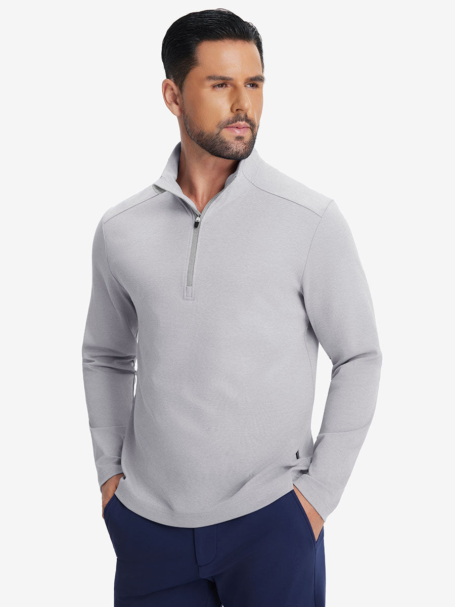 Men's Two-Tone Pique Cotton Blend Quarter Zip – view 32
