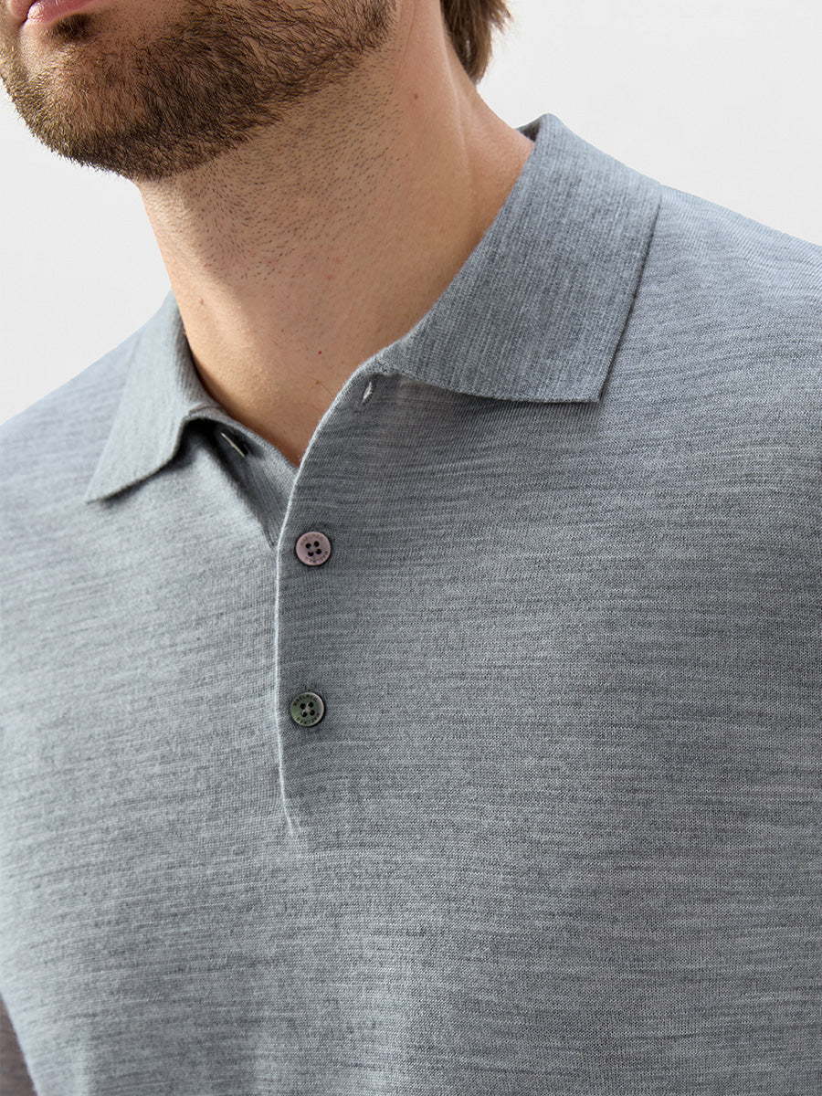 Men's Pure Merino Wool Knit Polo Jumper – view 11
