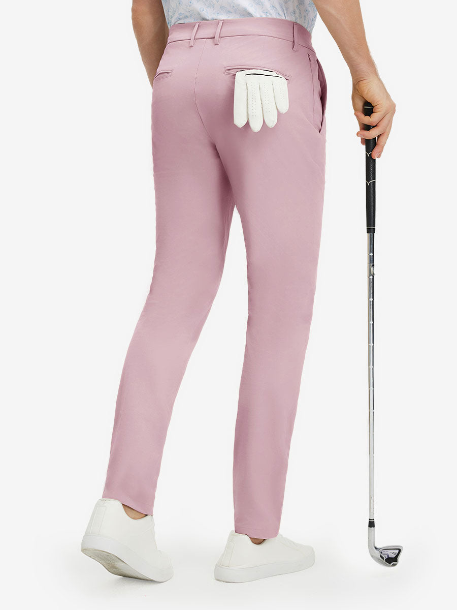 Men's Slim Fit Stretch Cotton Blend Golf Trousers – Five Pockets, Quick-Dry Fabric, Anti-Slip Waistband