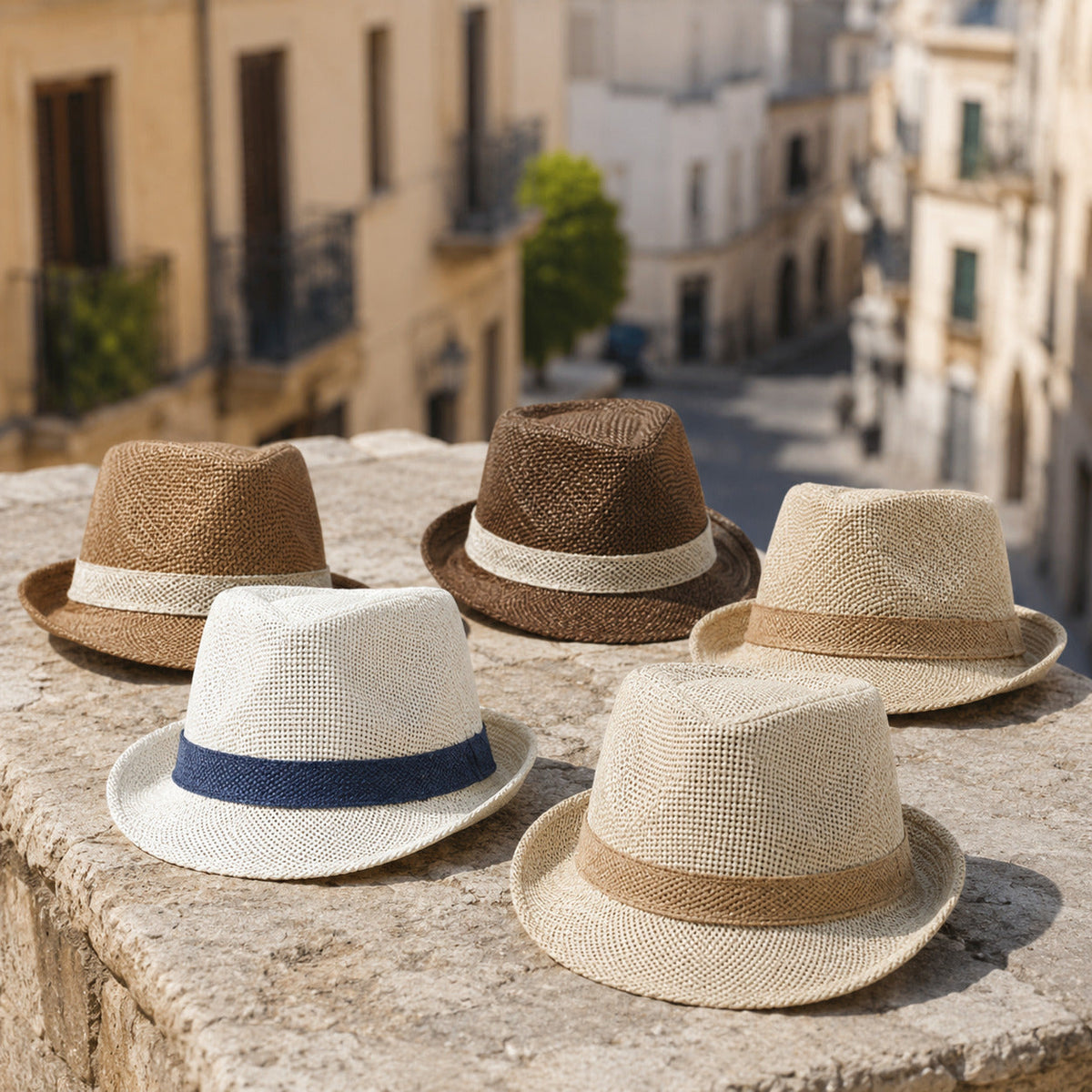 Men's Natural Straw Trilby Hat – Short Brim, Structured Crown, Contrasting Hatband, Adjustable 56–60 cm – view 4