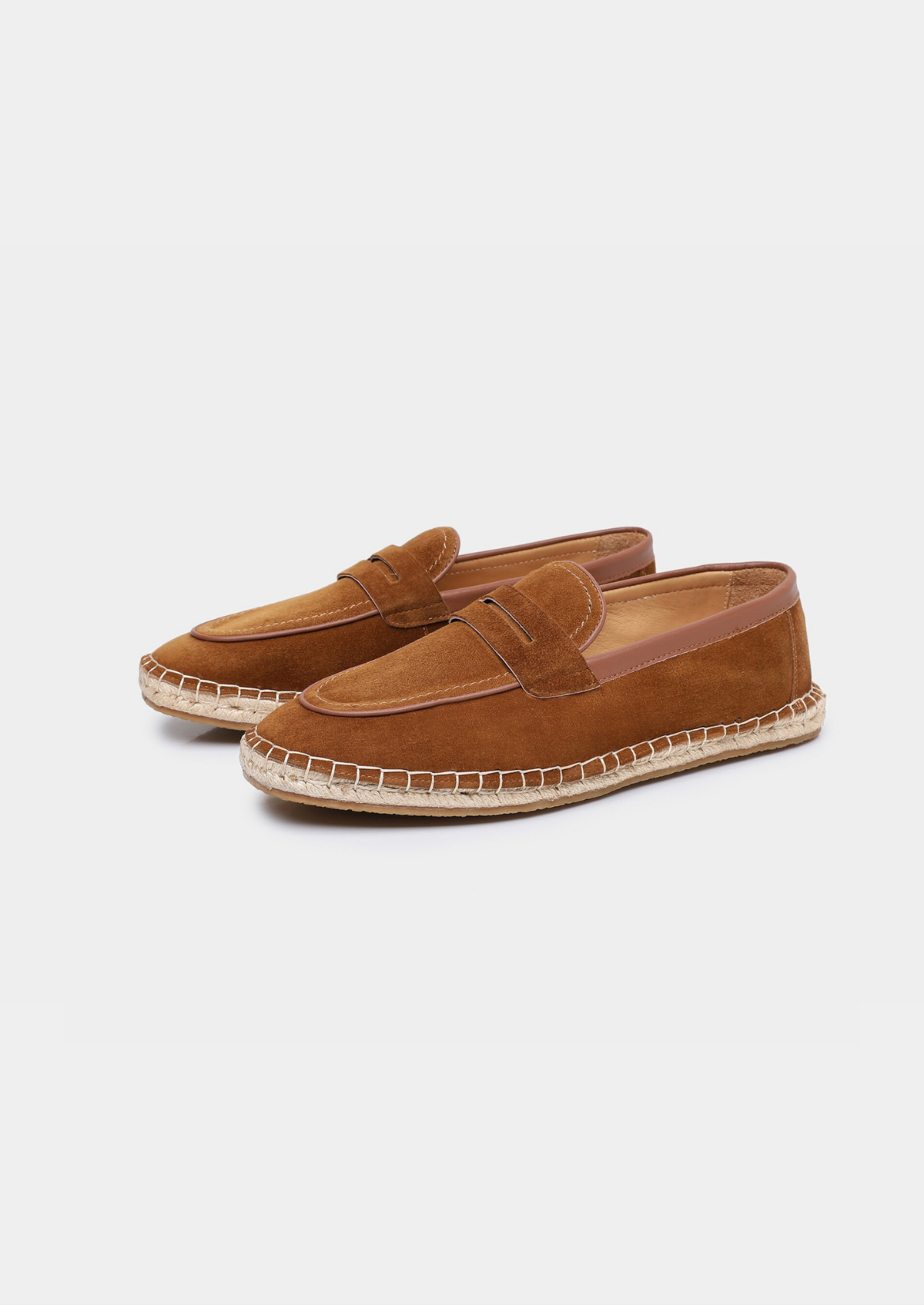 Men's Suede Penny Espadrilles in Caramel – view 1