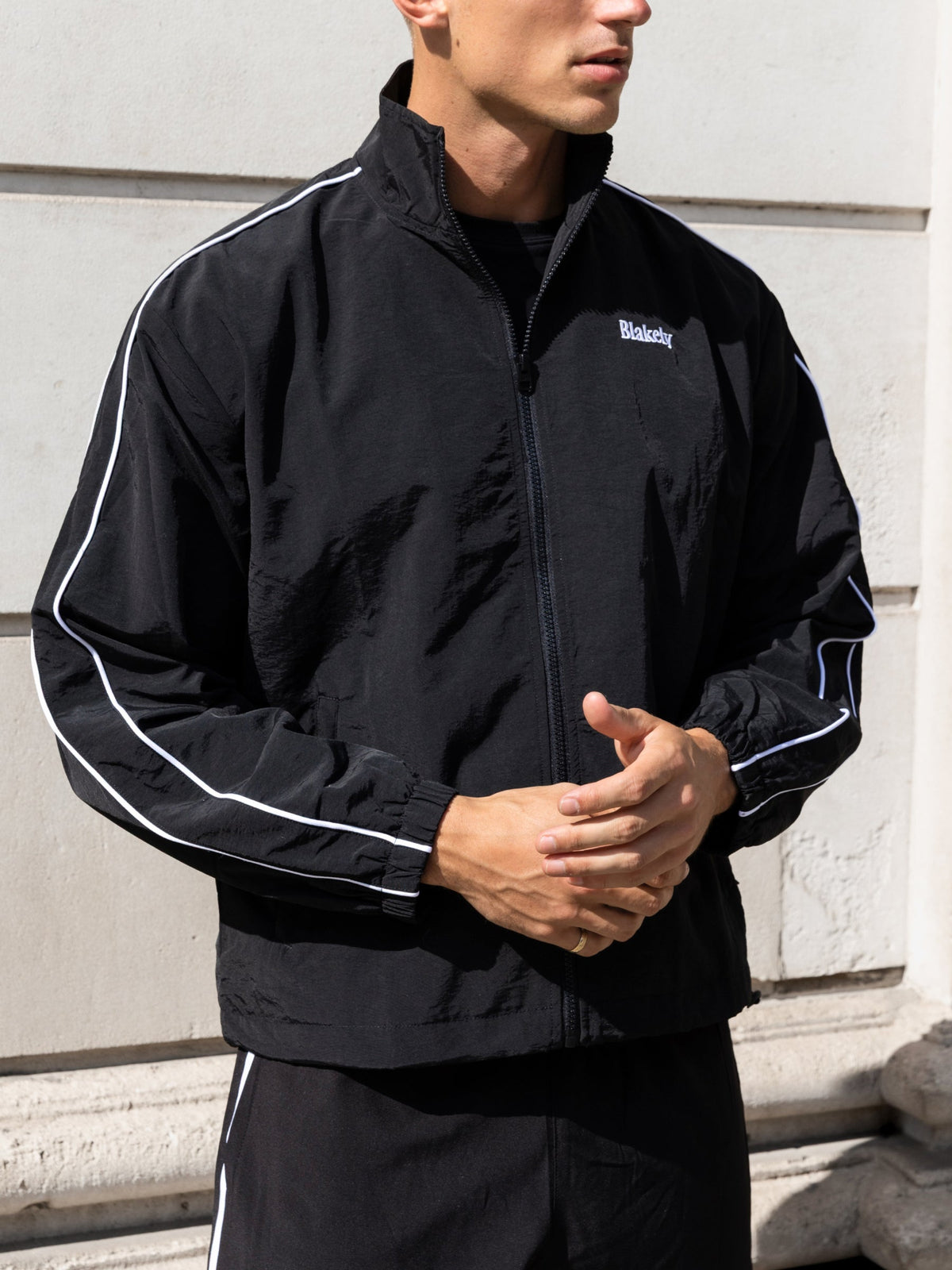 Marlo Men's Full-Zip Track Jacket in Black – view 2