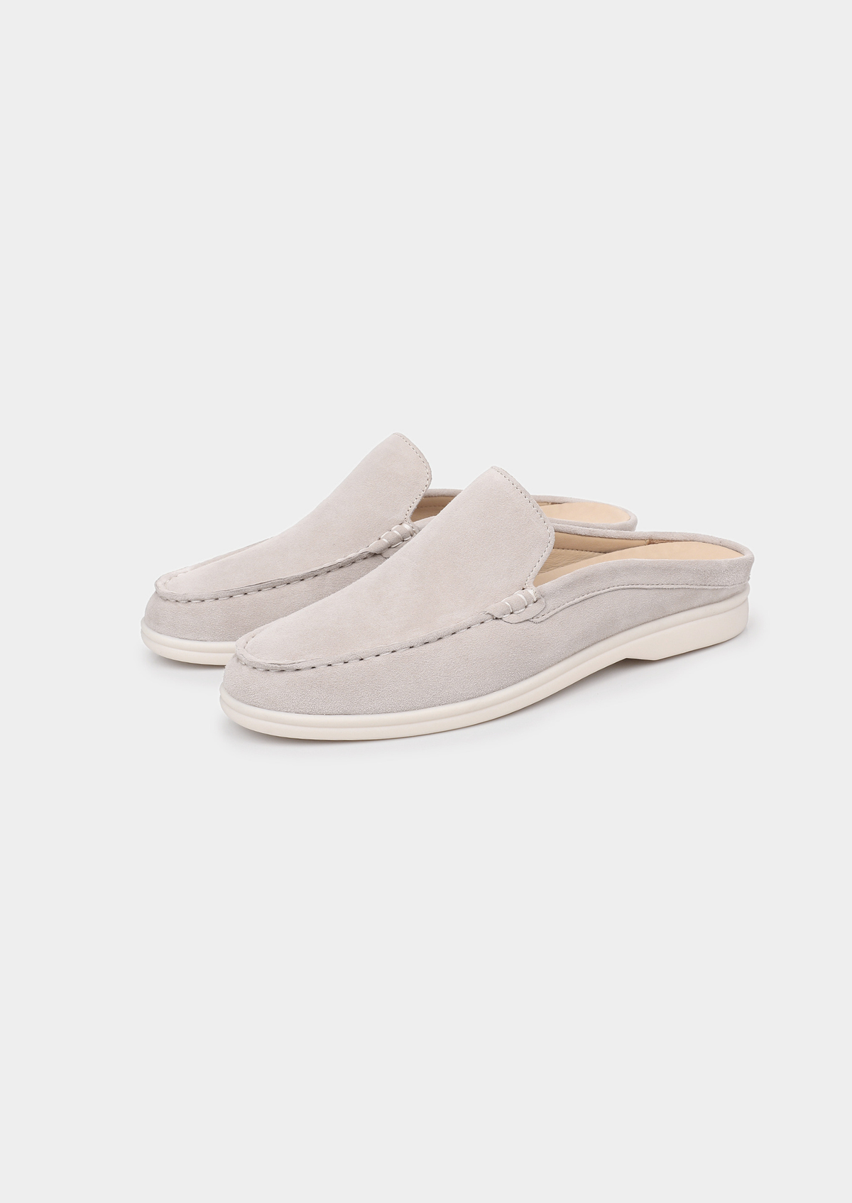 Marina Men's Suede Slipper Loafers in Light Grey – view 1