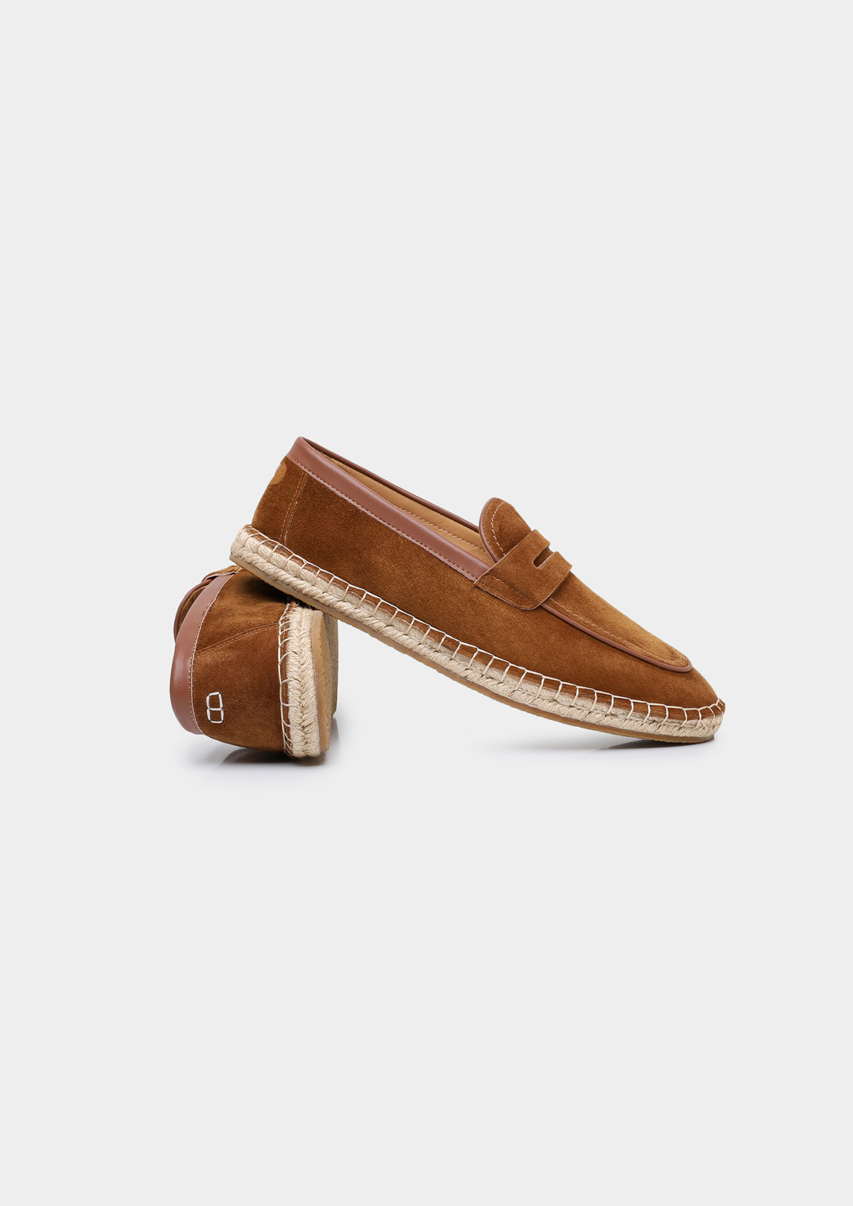Men's Suede Penny Espadrilles in Caramel – view 2