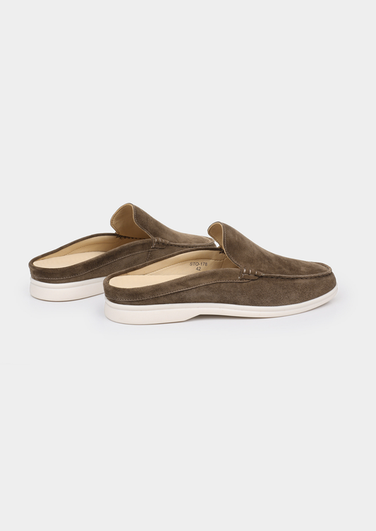 Marina Men's Suede Slipper Loafers in Olive – view 2