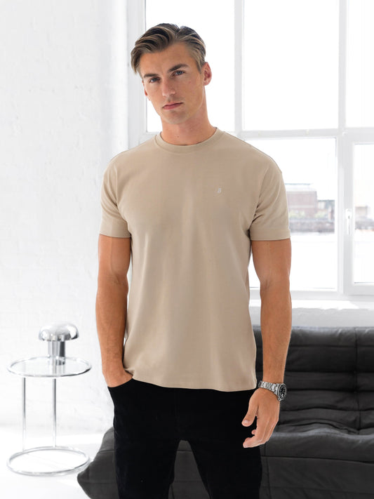 Conrad Men's Relaxed Fit T-Shirt in Soft Tan – view 1