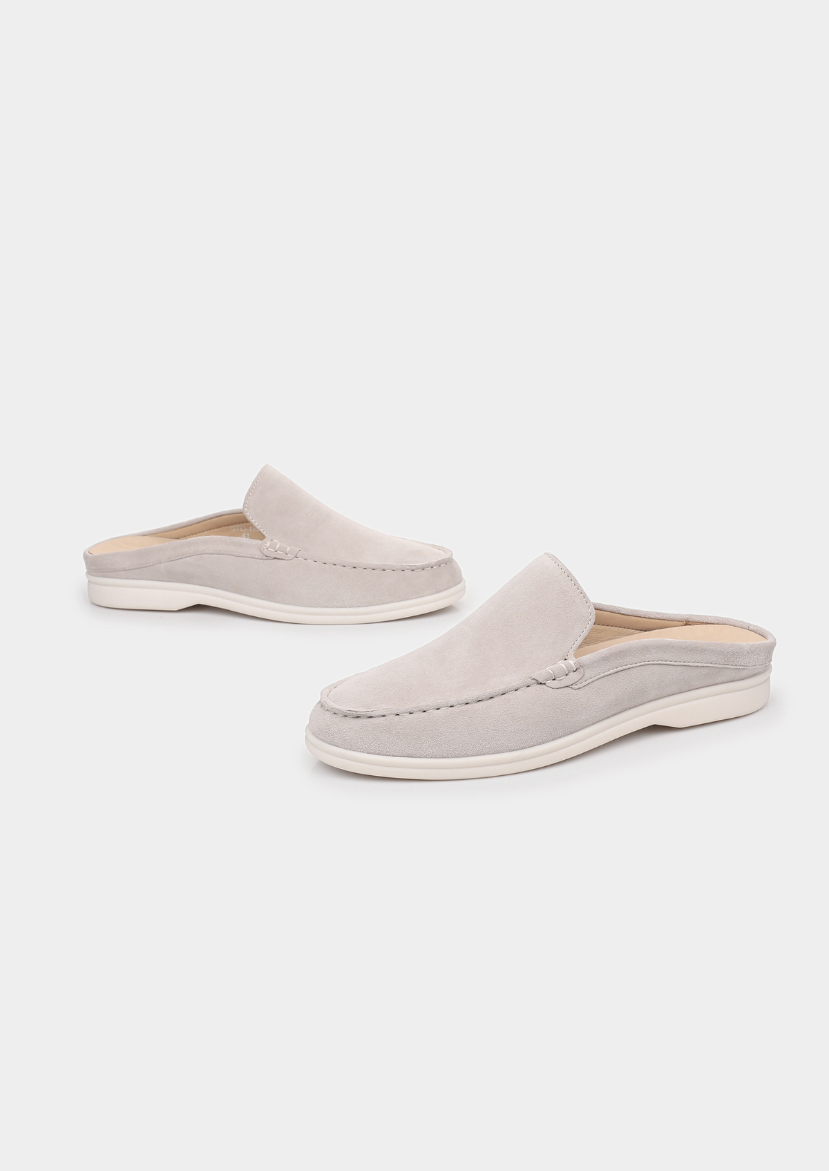 Marina Men's Suede Slipper Loafers in Light Grey – view 2