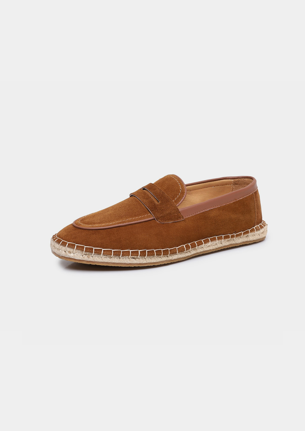 Men's Suede Penny Espadrilles in Caramel – view 3