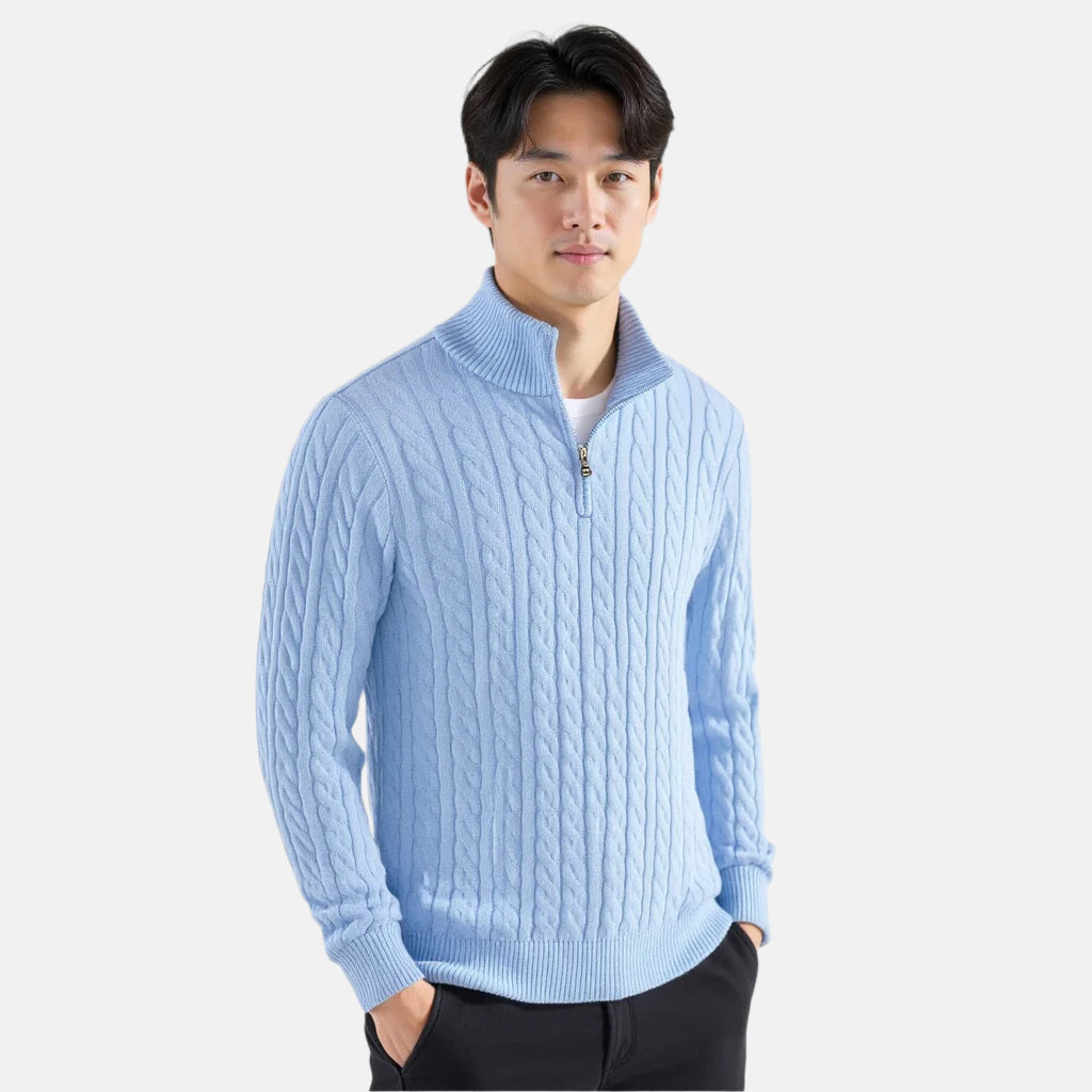 Men's Cotton Cable Knit Half-Zip Jumper – view 6