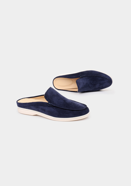 Marina Men's Suede Slipper Loafers in Navy Blue – view 2