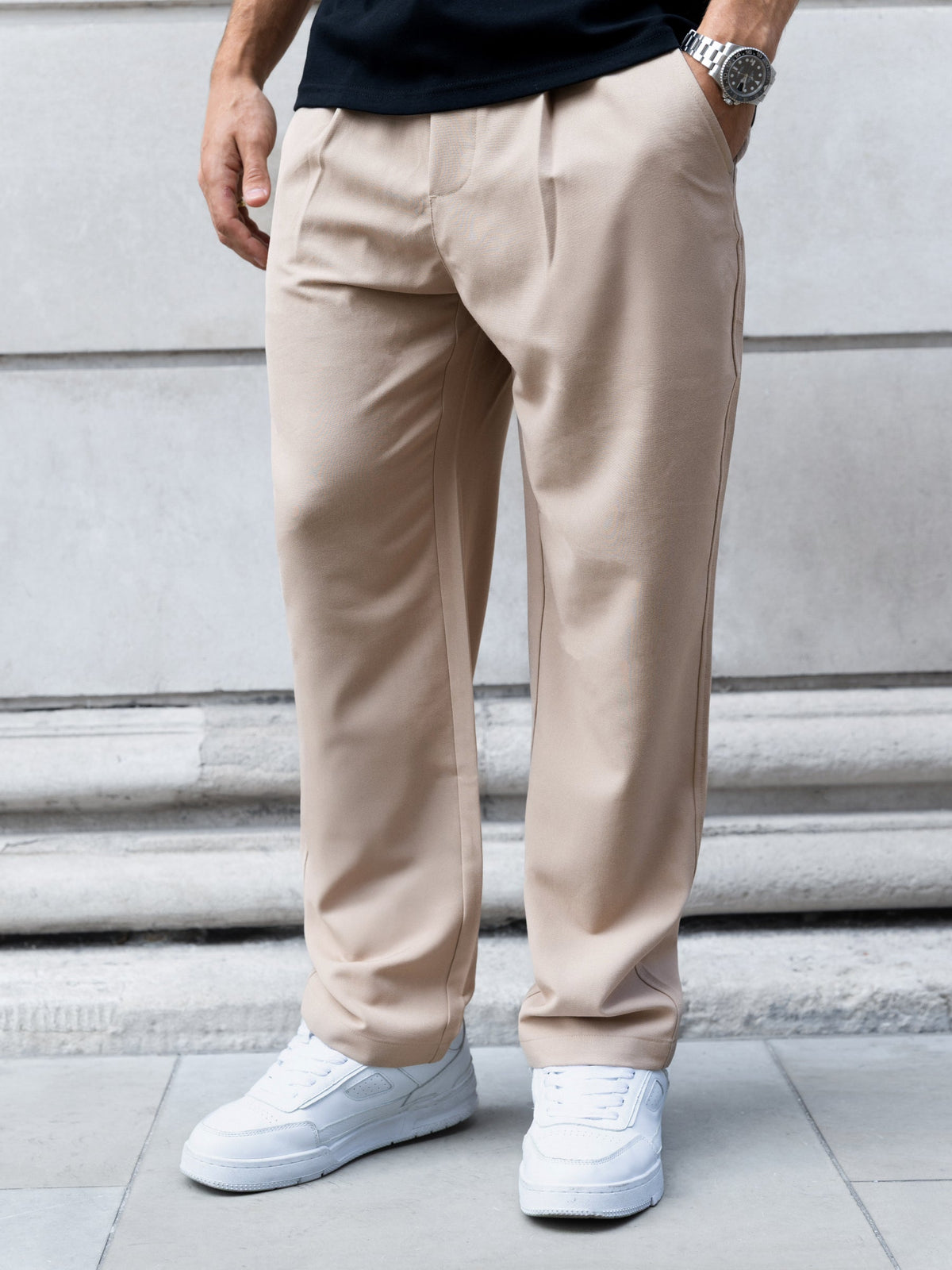 Anston Men's Stretch Slim Fit Chinos in Tan – view 2