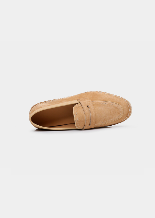 Men's Suede Penny Espadrilles in Beige – view 2