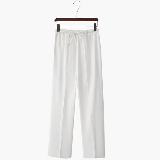 Cannes Men's Pure Linen Trousers – Adjustable Lace-Up Front, Cool Airy Feel for Warm Summer Days