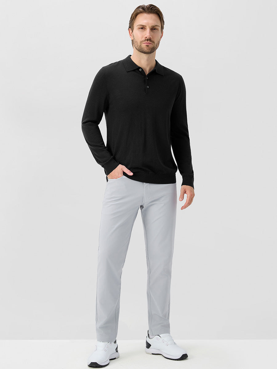 Men's Pure Merino Wool Knit Polo Jumper – view 4
