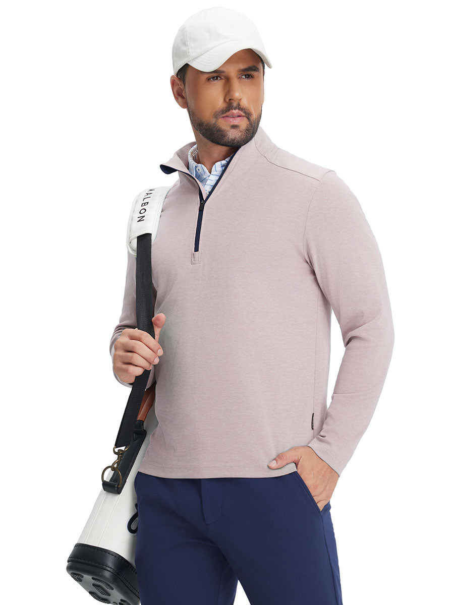 Men's Two-Tone Pique Cotton Blend Quarter Zip – view 22