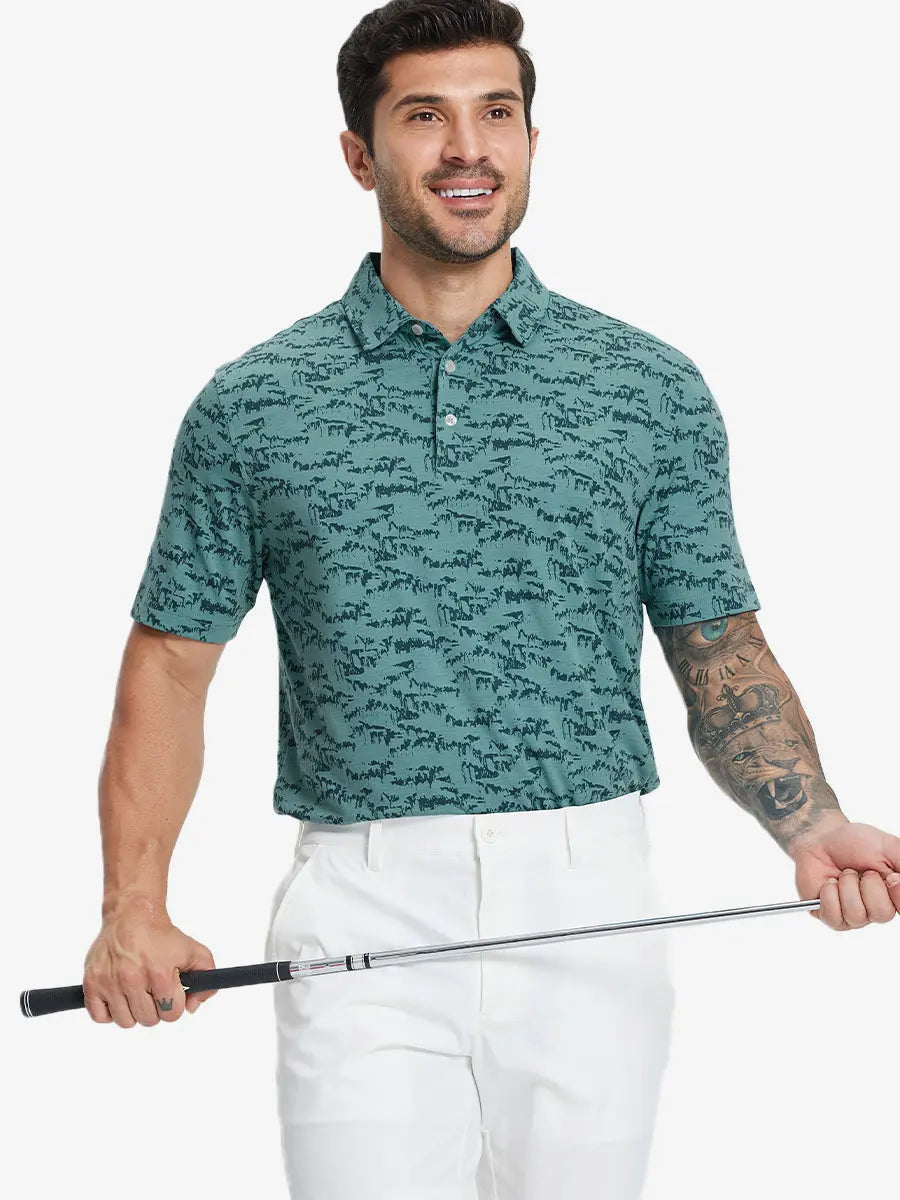 Men's Heather Print Golf Polo Shirt – view 4