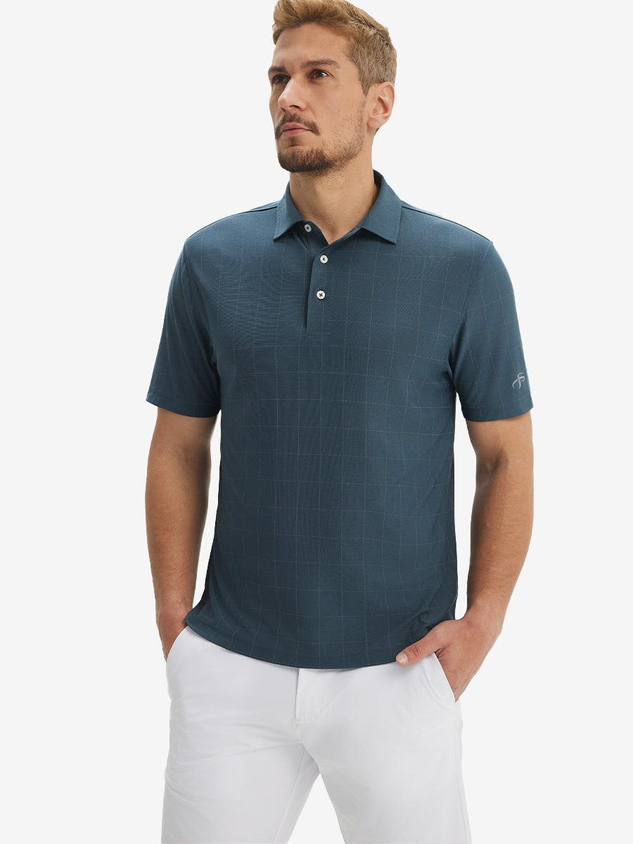 Men's Reflective Check Collar Golf Polo Shirt – view 20