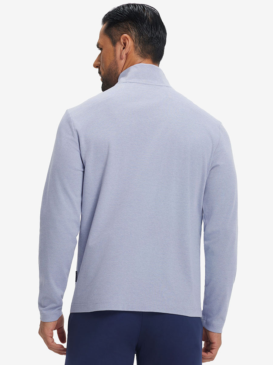 Men's Two-Tone Pique Cotton Blend Quarter Zip – view 12