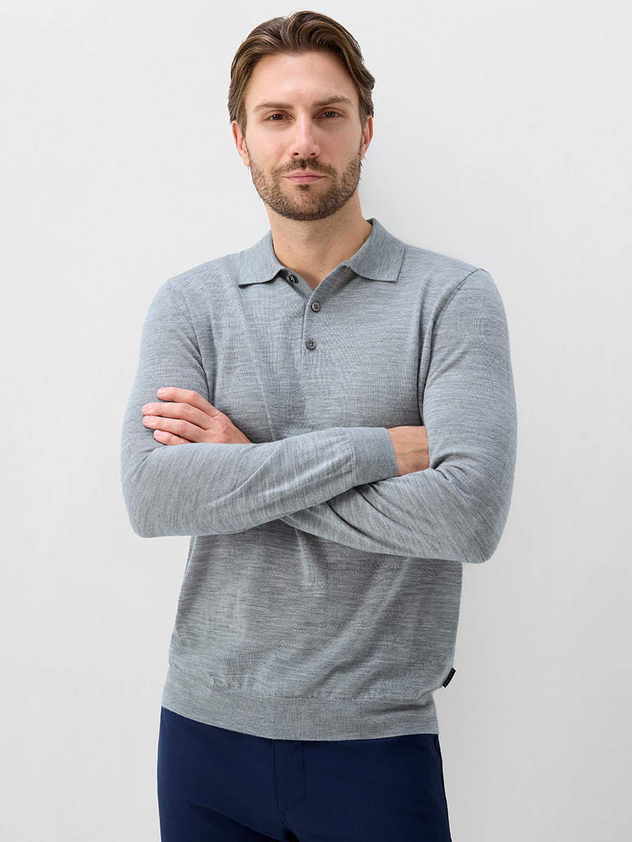 Men's Pure Merino Wool Knit Polo Jumper – view 12