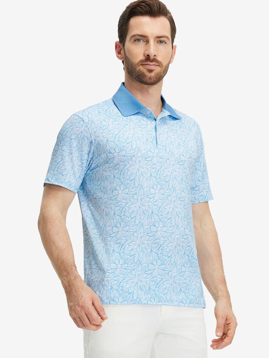Men's Ribbed Collar Printed Golf Polo Shirt – view 60