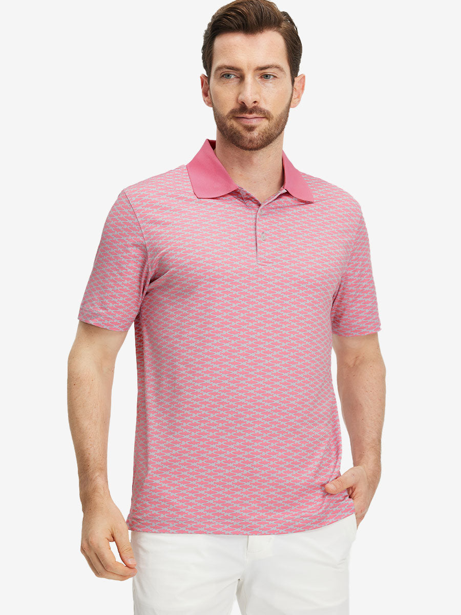 Men's Ribbed Collar Printed Golf Polo Shirt – view 12