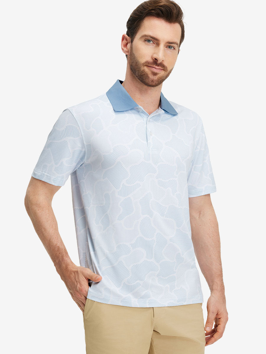 Men's Ribbed Collar Printed Golf Polo Shirt – view 76