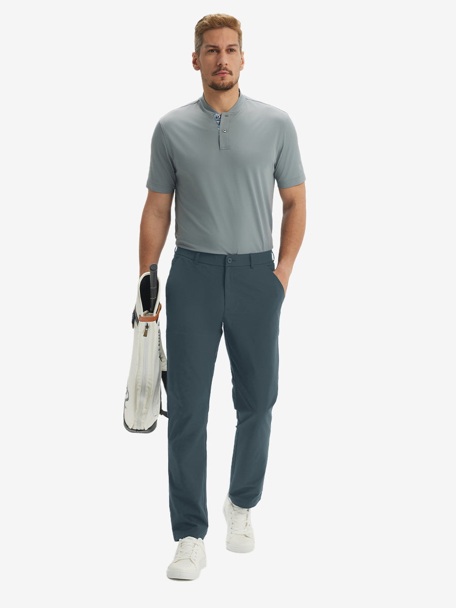 Men's Stretch Quick-Dry Four-Pocket Golf Trousers – 4-Way Stretch, Moisture-Wicking, Button-Zip Closure