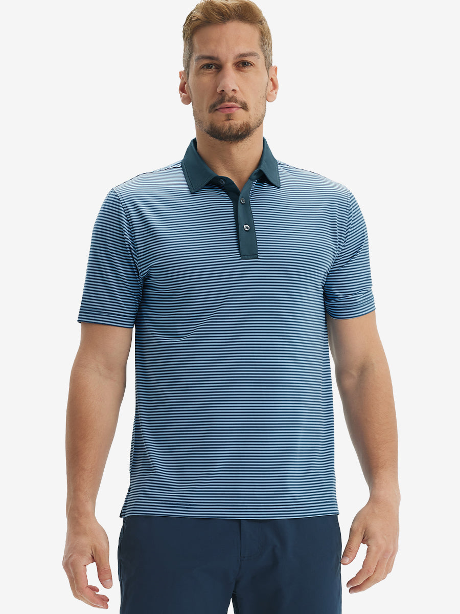 Men's Two-Tone Striped Quick-Dry Polo Shirt – view 20