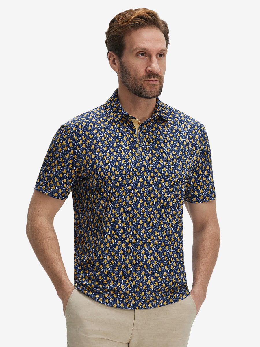 Men's 4-Way Stretch Printed Golf Polo Shirt – view 3