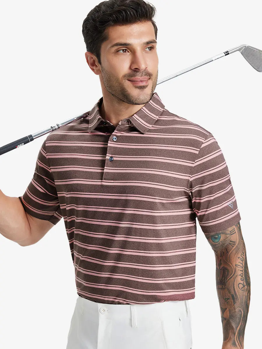 Men's Yarn-Dyed Striped Golf Polo Shirt – view 16