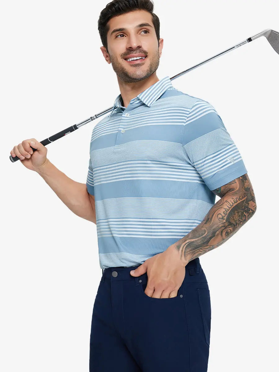 Men's Yarn-Dyed Striped Golf Polo Shirt – view 22
