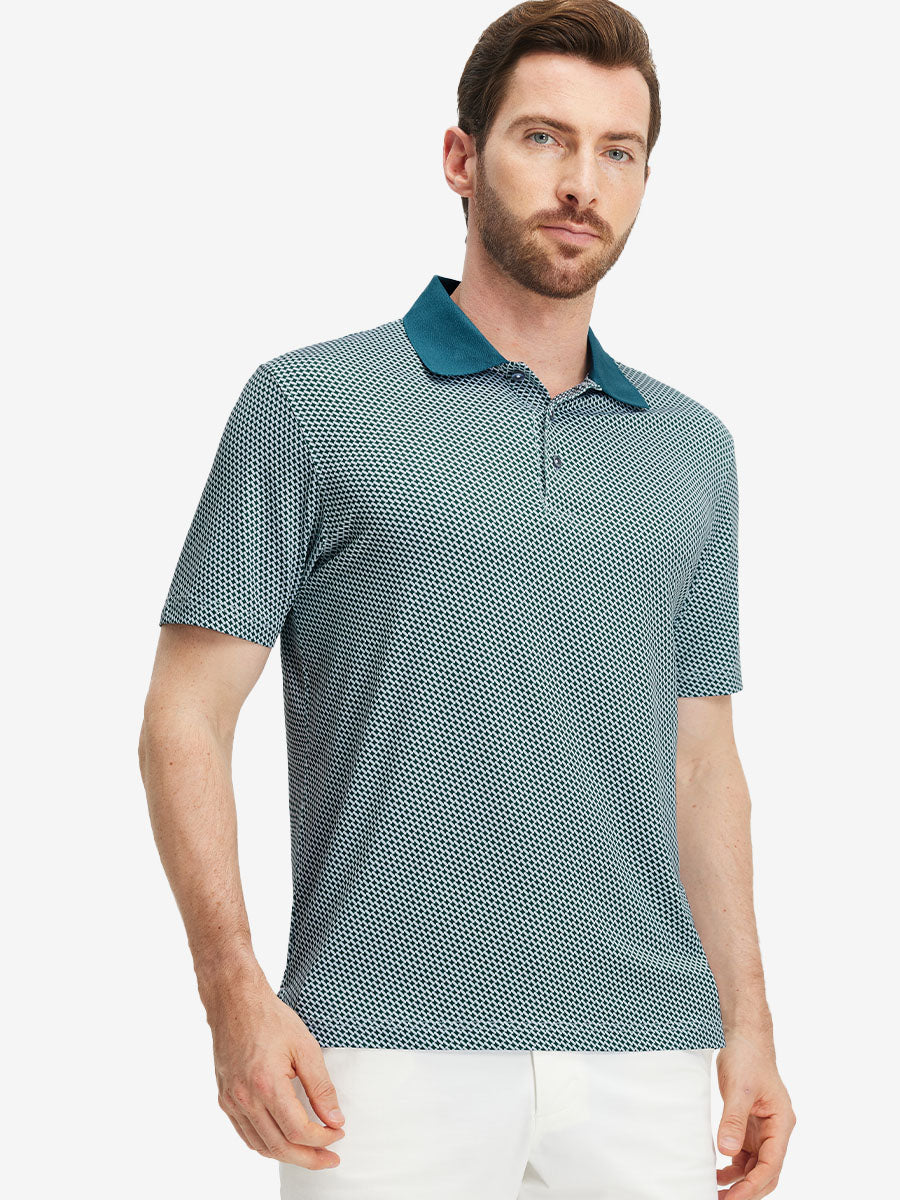 Men's Ribbed Collar Printed Golf Polo Shirt – view 92