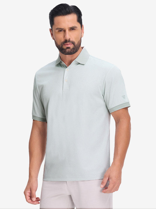 Men's Jacquard Golf Polo Shirt – Moisture-Wicking Quick-Dry Fabric, 4-Way Stretch and UPF 50+ Rating