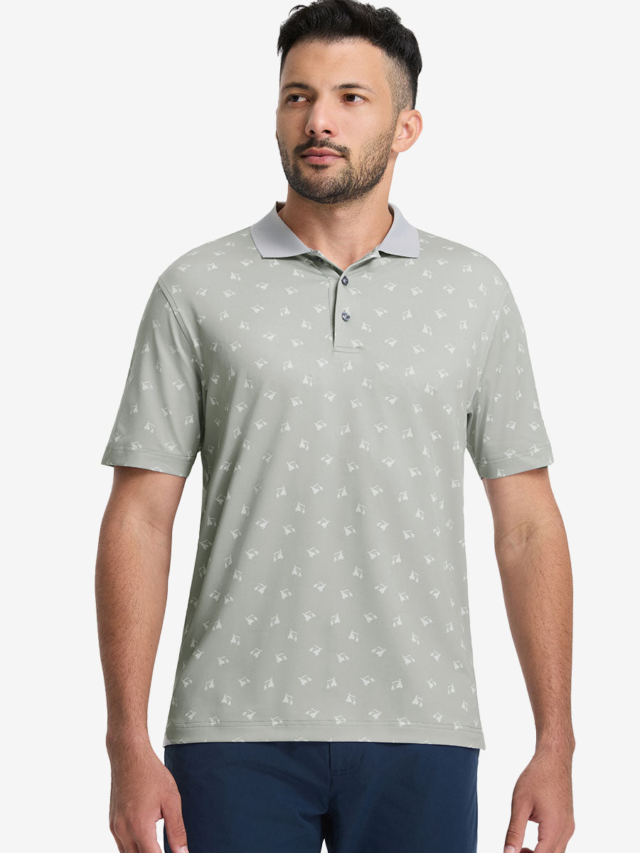 Men's Ribbed Collar Printed Golf Polo Shirt – view 28