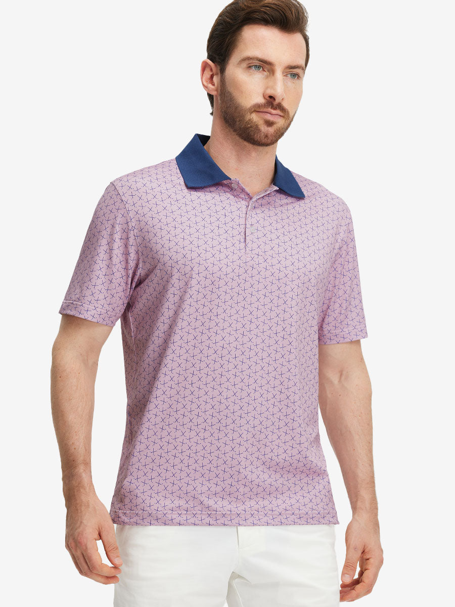 Men's Ribbed Collar Printed Golf Polo Shirt – view 68
